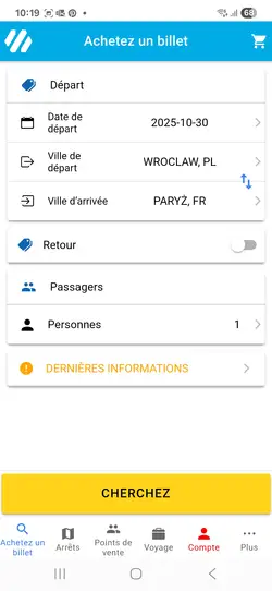 Choisir l'itinéraire et la date du voyage